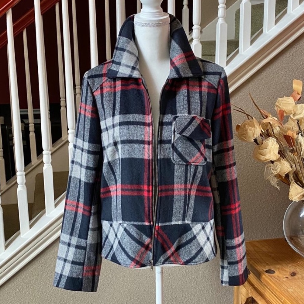 Jolt Zip Up Plaid│Tartan Varsity Jacket - Picture 1 of 5